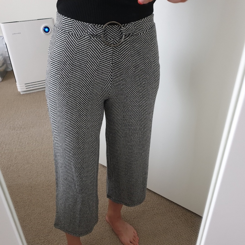 Zara High waist Wide Leg Pants knit culottes gray